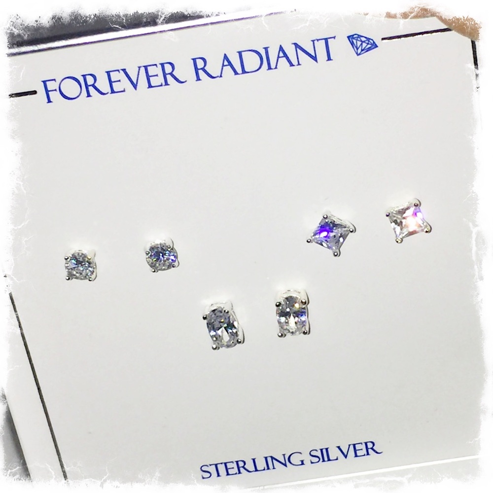 Forever Radiant SS925 3prs AA+ CZ Diamond Earrings